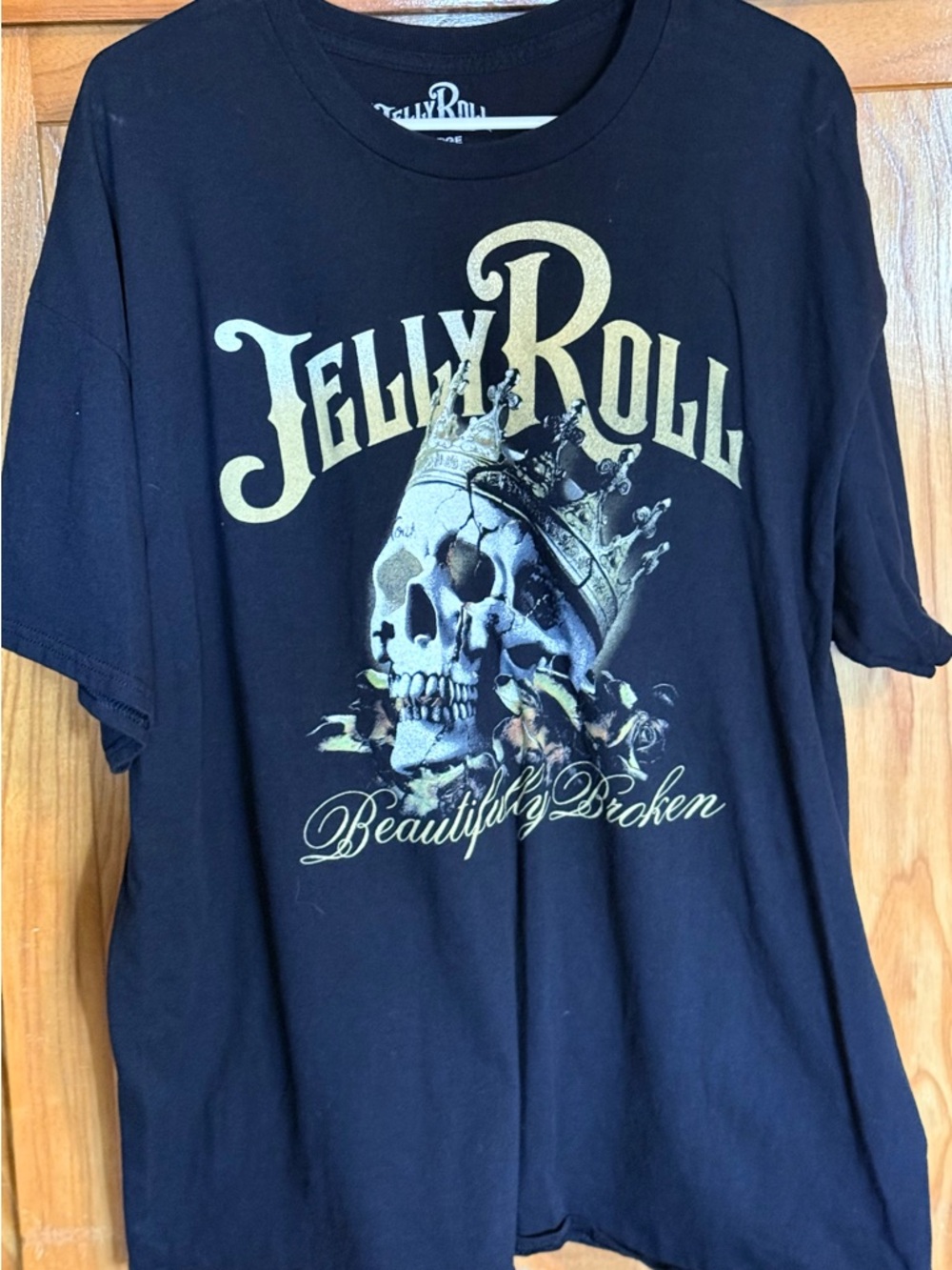 Jelly Roll “Beautifully Broken” Skull King Black Graphic Tee
